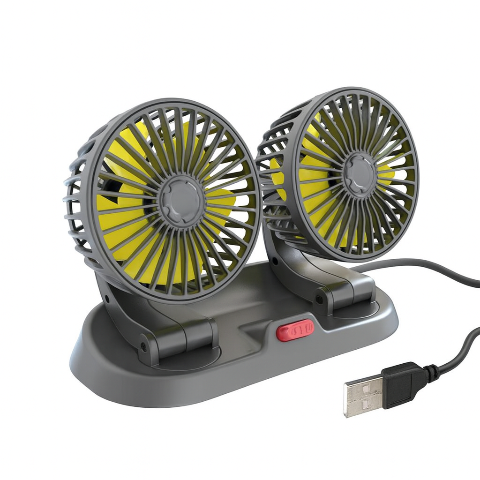 Ventilatore automatico a doppia testa - Alimentazione USB o accendisigari