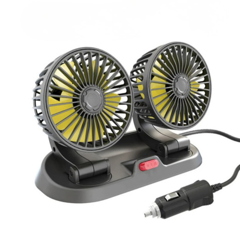 Ventilatore automatico a doppia testa - Alimentazione USB o accendisigari