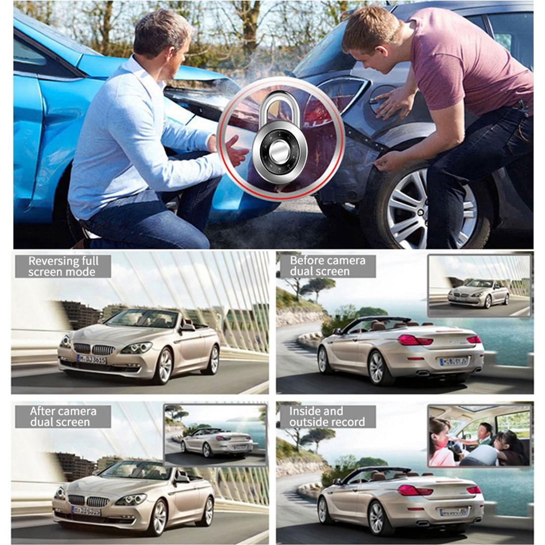 Caméra De Tableau De Bord 3 Canaux Full HD 1080p Avec Écran — Vision Avant, Arrière Et Intérieur