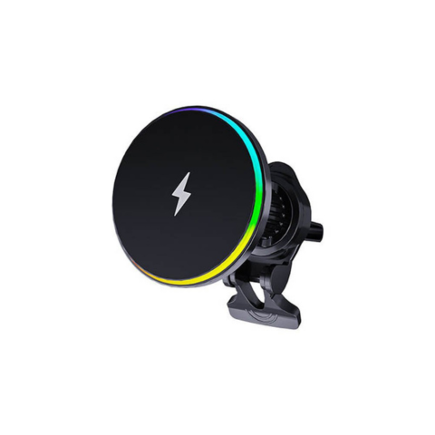 Soporte de teléfono para coche – Carga inalámbrica y luz LED 