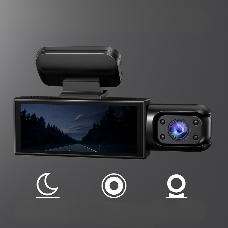 Dashcam Dobbelt Full HD Bil - Nattesyn + Indvendig Kamera 