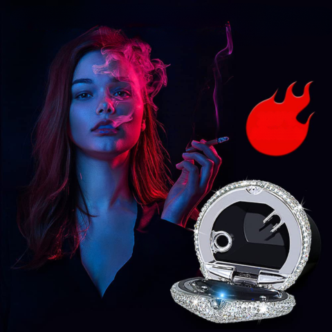 Λαμπρό μίνι τασάκι αυτοκινήτου - Κομψό σχέδιο & κλείσιμο με προστασία από τον καπνό