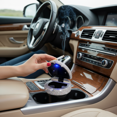 Loistava mini auton tuhkakuppi - tyylikäs muotoilu ja savun kestävä sulkeminen