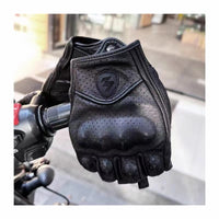 Bőr PU Félujjas Motoros Kesztűk – Retro Biker Stílusú & Lélegző Nyári 