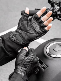Bőr PU Félujjas Motoros Kesztűk – Retro Biker Stílusú & Lélegző Nyári 