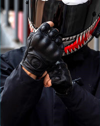 Bőr PU Félujjas Motoros Kesztűk – Retro Biker Stílusú & Lélegző Nyári 