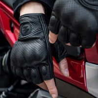 Bőr PU Félujjas Motoros Kesztűk – Retro Biker Stílusú & Lélegző Nyári 
